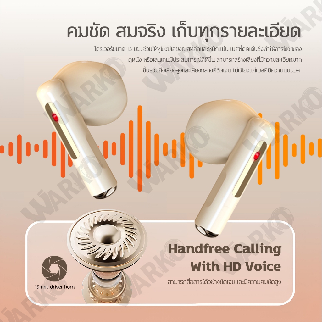 Warko BT27 หูฟังบลูทูธไร้สาย ดีไซน์สุดคลาสสิค บลูทูธ5.3 เสียงStereo เบสหนักแน่น HD Voice สวมใส่สบาย