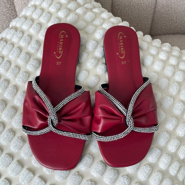 *ขายดี* Sharisa Shoes รุ่น EDEN (004) รองเท้าแตะหน้าโบว์แต่งเพชร พื้นนิ่ม เก็บหน้าเท้าได้ดี (แนะนำบวกเพิ่ม 1 ไซส์) ส่งไว