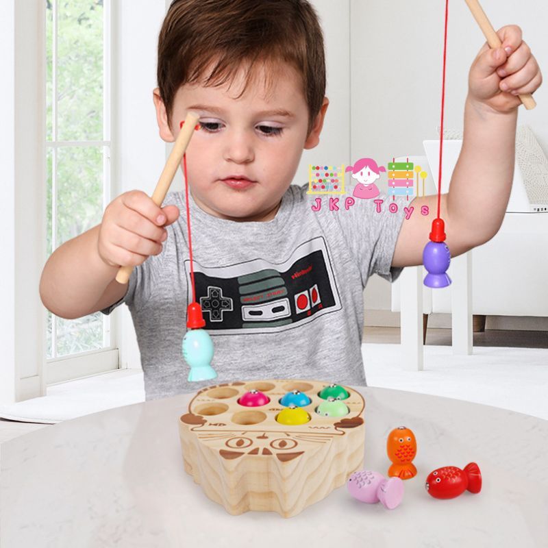 Todds & Kids Toys by JKP Toys ของเล่นไม้เสริมพัฒนากาาร ของเล่นตกปลา รูปแมว