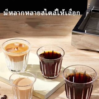 พร้อมจัดส่ง｜ ถ้วยกาแฟ อิตาเลี่ยนเอสเปรสโซสกัดแก้วลาเต้ถ้วยออสเตรเลียสีขาวอารมณ์ทนความร้อนถ้วยแก้ว glass