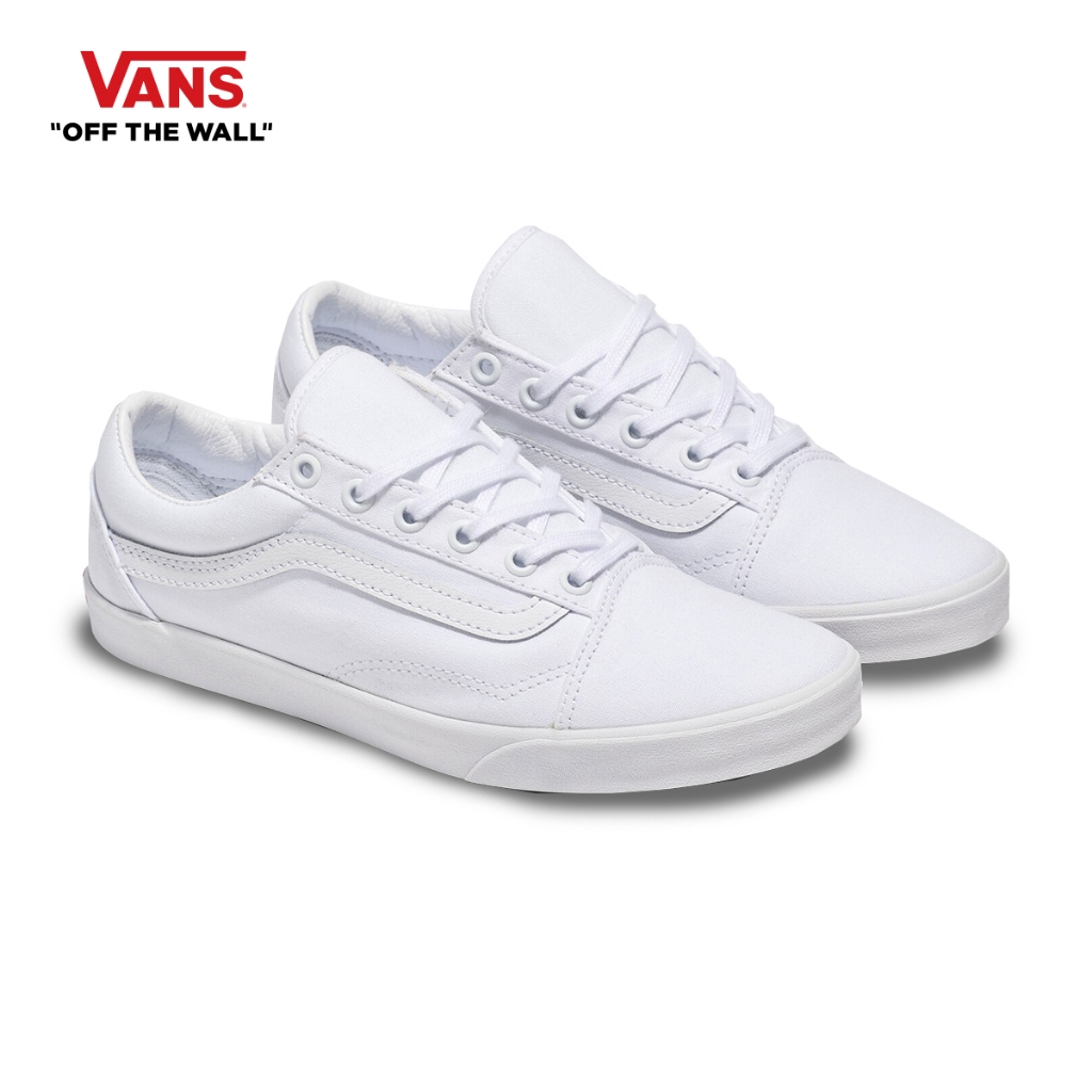 VANS OLD SKOOL LOWPRO - WHITE/WHITE รองเท้า ผ้าใบ ผู้ชาย ผู้หญิง