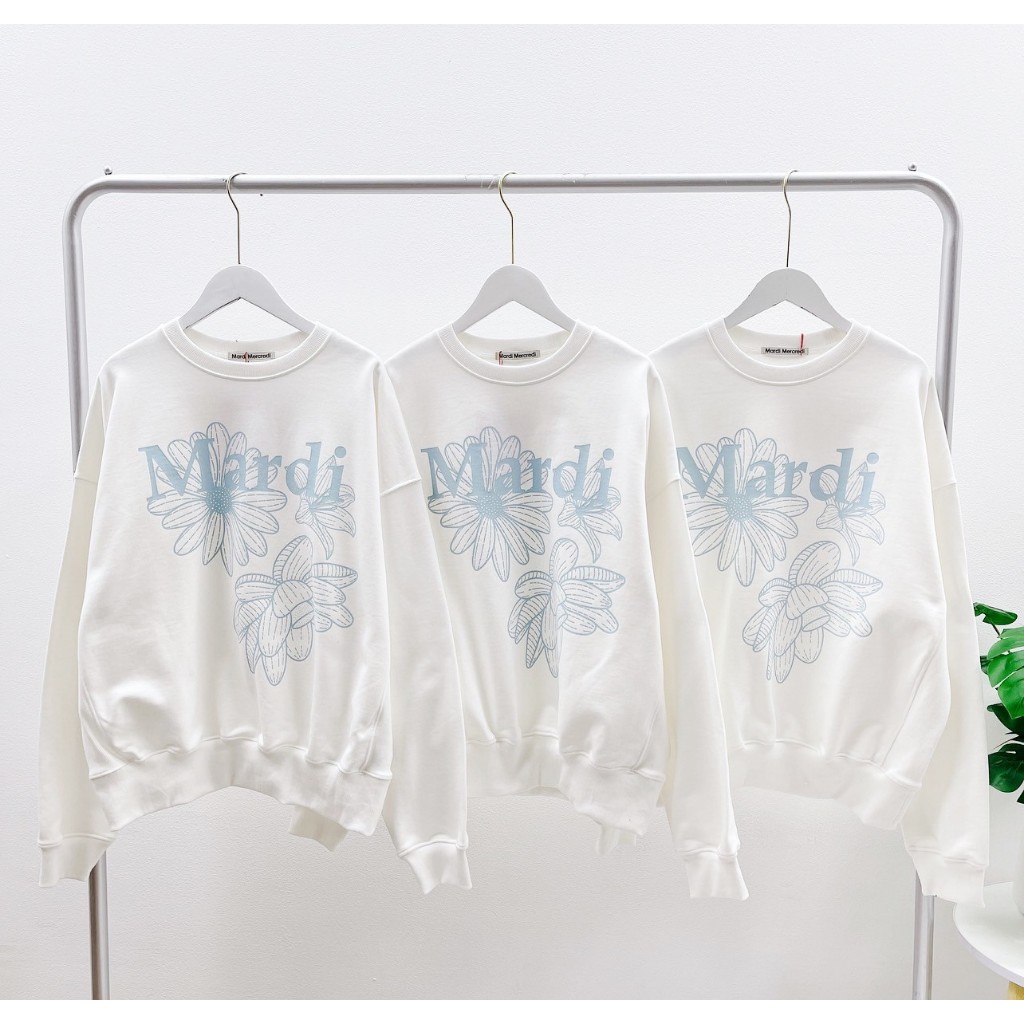 Mardi Triple Flower Sweatshirt (White/Sky)