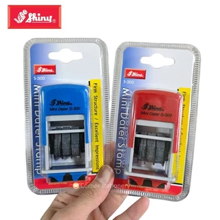 ตรายางวันที่หมึกในตัว shiny สีน้ำเงินและแดง (เลขอารบิก/เลขไทย) รุ่น S-300 ถาดหมึกตรายาง Dater stamp
