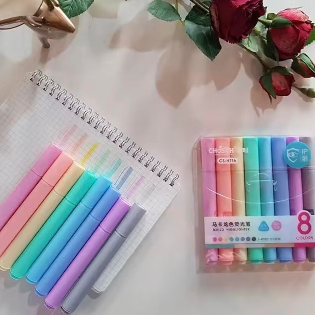 ปากกาเน้นข้อความ ไฮไลท์  สีพาสเทล ขนาด 1-4mm ตัวด้ามทรงสามเหลี่ยม จับถนัดมือ