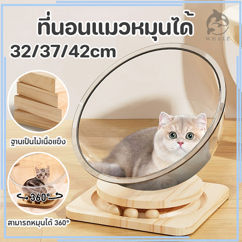 😻หลุมแมว🐈แบบหมุนได้ คอนโดแมว หลุมอวกาศใส ที่นอนแมวของเล่นแมว จานเสียงไม้เนื้อแข็งอะคริลิค รับน้ำหนักได้ 30kg