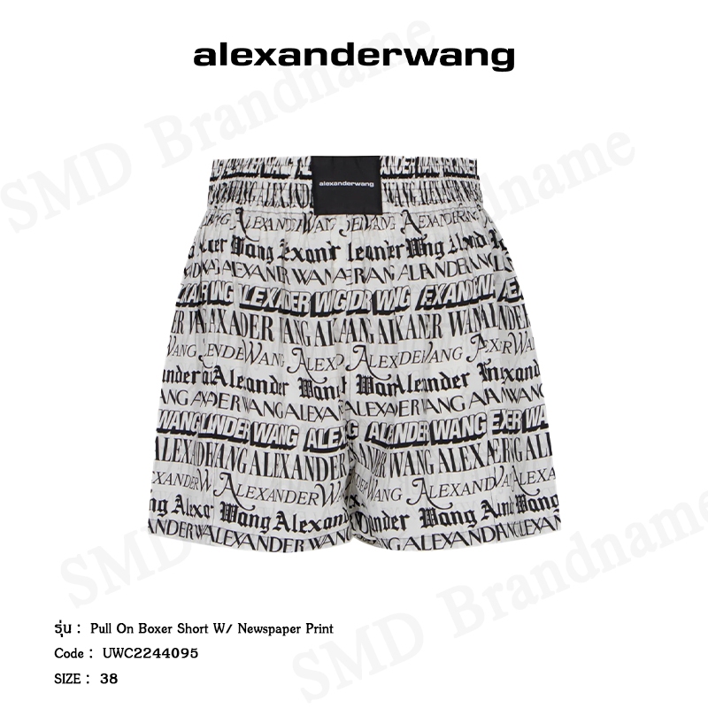 Alexander Wang กางเกงขาสั้นผู้หญิง รุ่น Pull On Boxer Short W/ Newspaper Print Code: UWC2244095