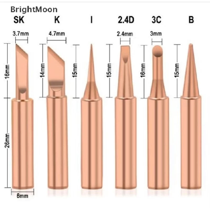 #Ae หัวแร้งบัดกรีทอแดงบริสุทธิ์ทองแดง 900M-T 0806 5ชิ้น/ชุด