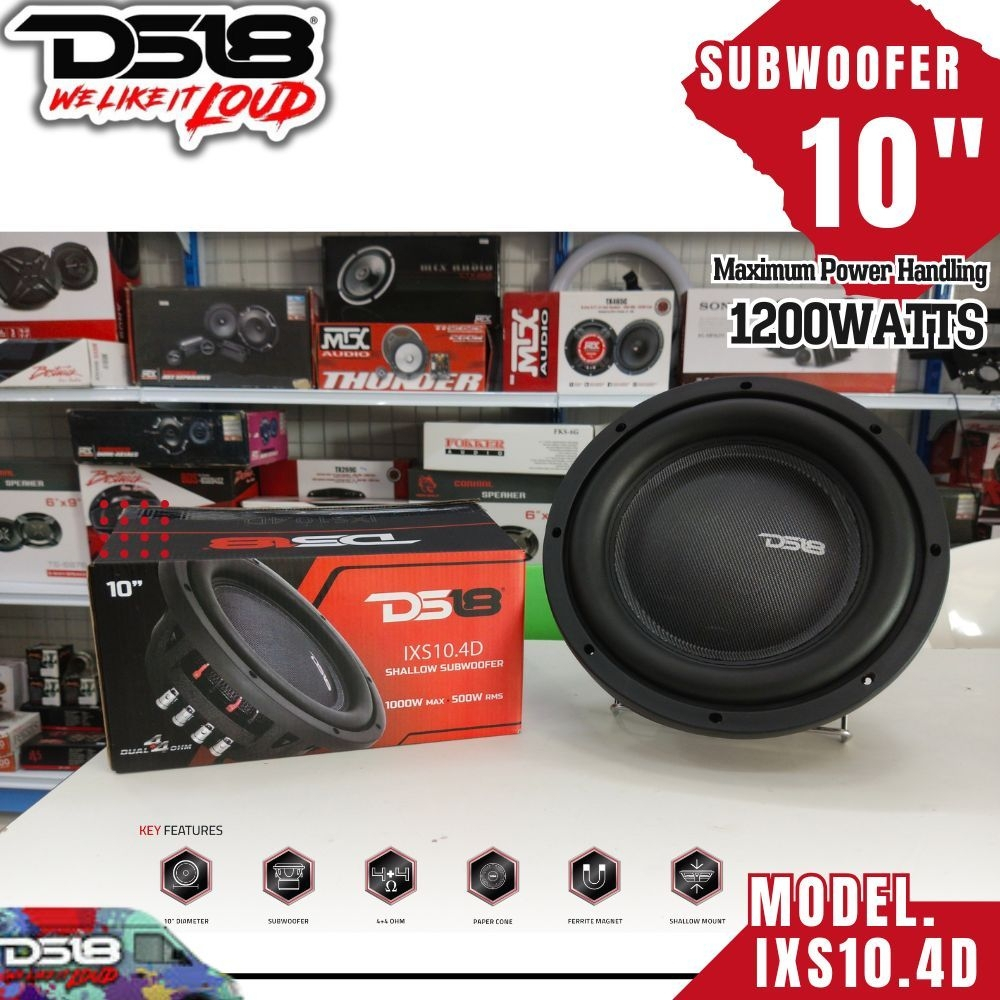ซับวูฟเฟอร์10" DS18 ISX10.4D SUBWOOFER10" Maximum Power Handling 1200w  (ราคาต่อ 1 ดอก)