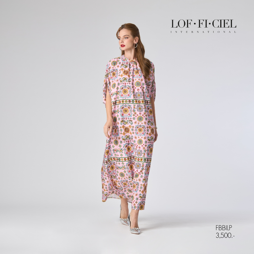 LOF-FI-CIEL เดรสยาว Pink grand palace garden ทรงหลวม ฟรีไซส์ สีชมพู FBBILP