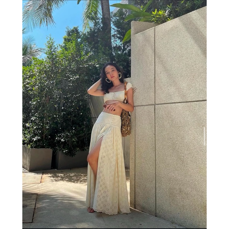 Pleased เดรสสีครีม freesize เดรสใส่ไปทะเล