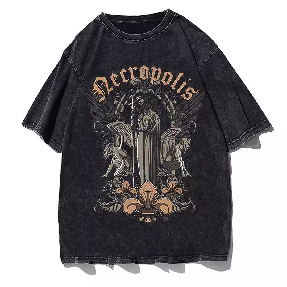 เสื้อฟอกวินเทจผู้ชายเท่ๆ oversize ผ้าฝ้าย 100%เสื้อผ้าแฟชั่นสไตล์เกาหลี สไตล์ฮิปฮอป เสื้อยืดคู่กับแฟนไซร์ใหญ่ชายหญิง thumbnail 7