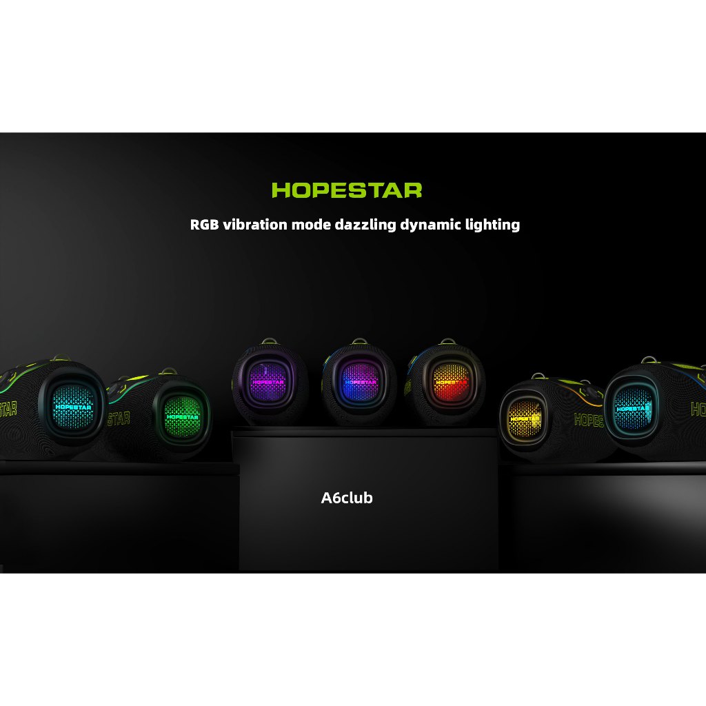 Hopestar A6Club ลำโพงบลูทูธ 200วัตต์ พร้อมไมค์ลอย1อัน ลำโพง3ดอก มีไฟRGB ปรับเบส3โหมด ของแท้100%