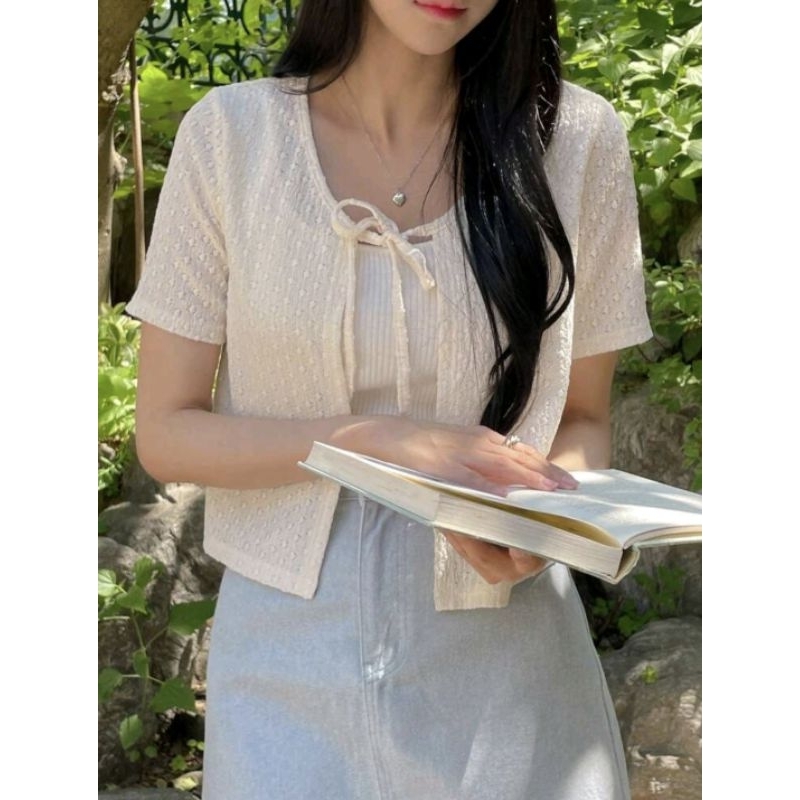 เสื้อคลุมสั้น ผูกโบว์ สาวอวบใส่ได้ มีหลายไซส์ให้เลือก