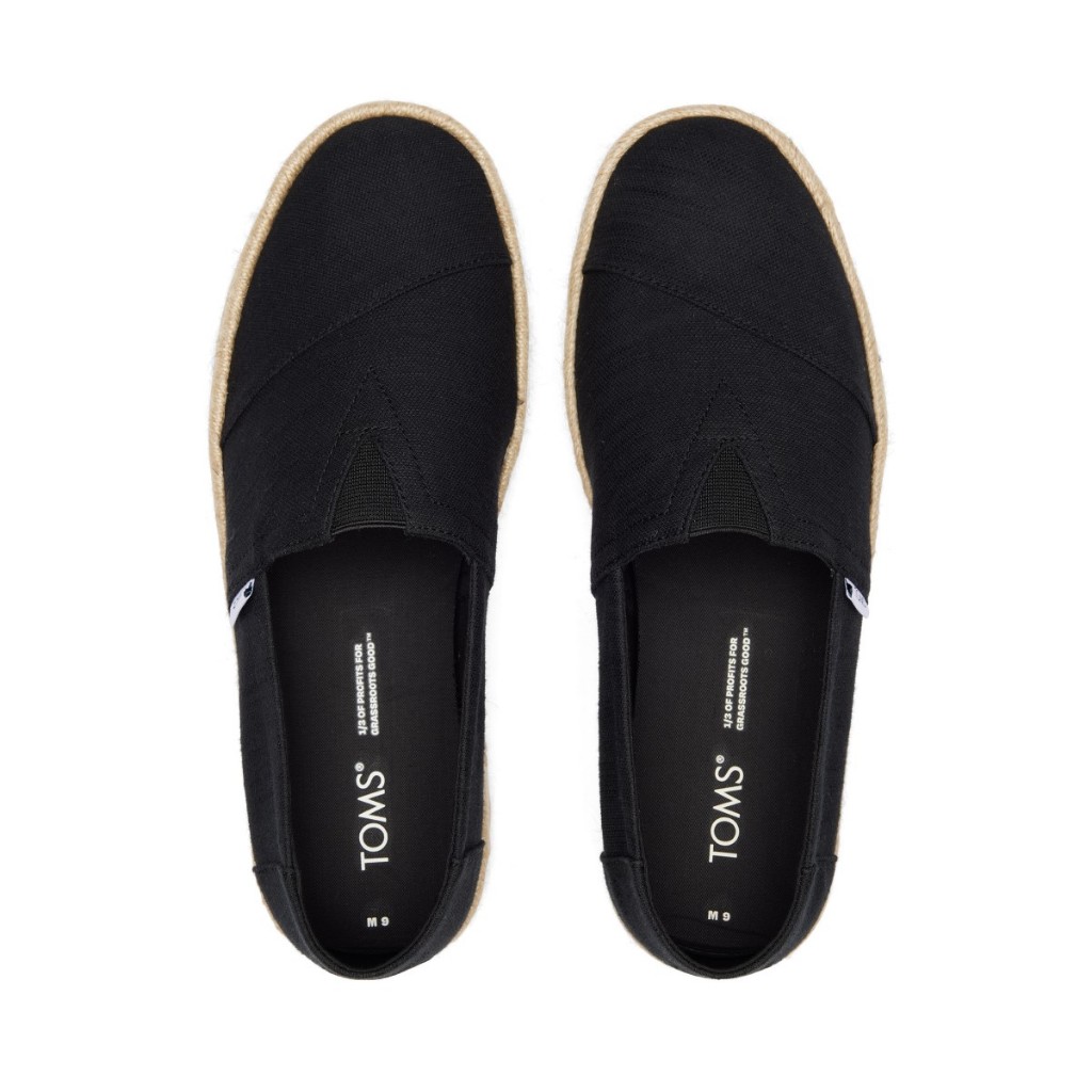 TOMS รองเท้าลำลองผู้ชาย สลิปออน รุ่น Alpargata Rope 2.0 Black Recycled Cotton Slubby (CE) รองเท้าลิขสิทธิ์แท้