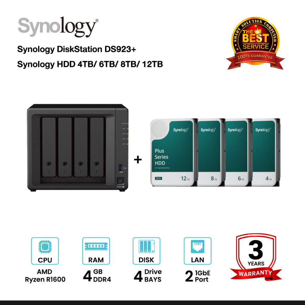 [SET] Synology DiskStation DS923+ 4-Bay NAS + 4 x Synology HDD 4TB/ 6TB/ 8TB/ 12TB