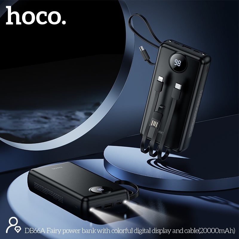Hoco  แบตสำรอง 20,000mAh  พร้อมสายในตัว powerbank ชาร์จเร็ว มีมอก. DB66A G93