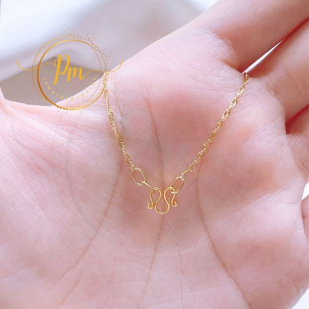 สร้อยคอ PM.JEWELRY ตะขอเอ็ม ทองคำแท้ ทอง9k Italy (37.5%) ลายDisgo(ทอง) มีใบรับประกันจากทางร้าน