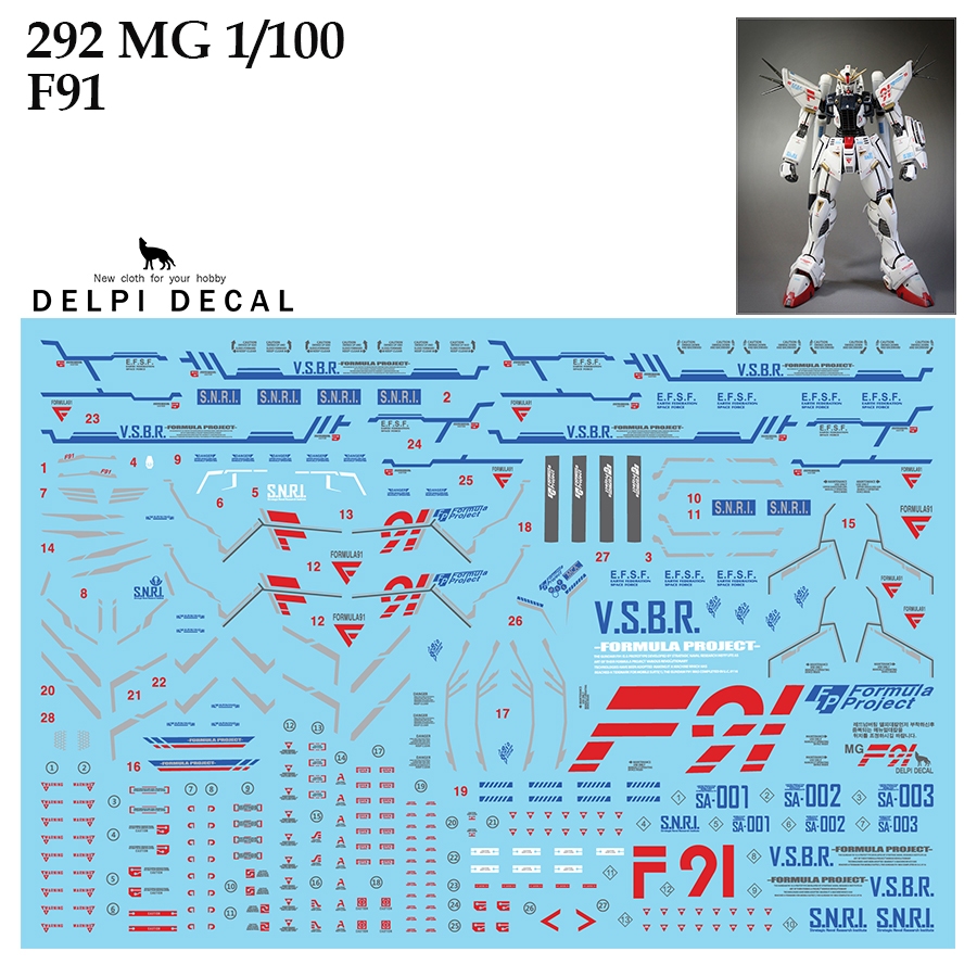 ดีคอลน้ำ [DELPI] 292 MG 1/100 F91 GUNDAM WATER SLIDE DECAL