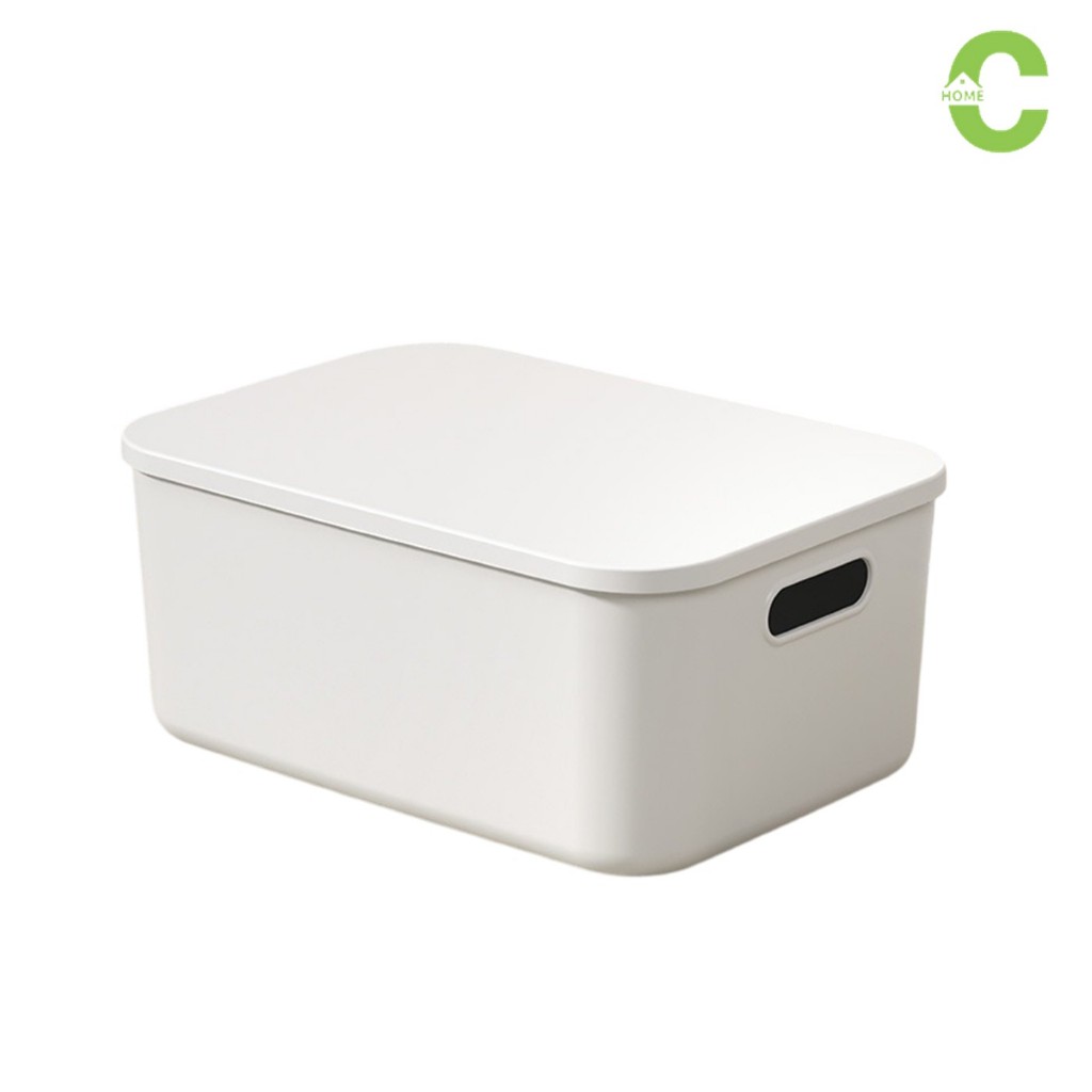 HOMEC กล่องเก็บของ พร้อมฝาปิด กล่องเก็บของพร้อมฝา Storage box พร้อมฝาปิด มีทีจับ น้ำหนักเบา พลาสติกแข็งแรง วางซ้อนกันได้