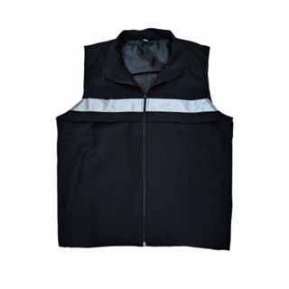 เสื้อกั๊ก สีดำ ติดแถบสะท้อนแสง แบบไม่มีตีนตุ๊กแก!!