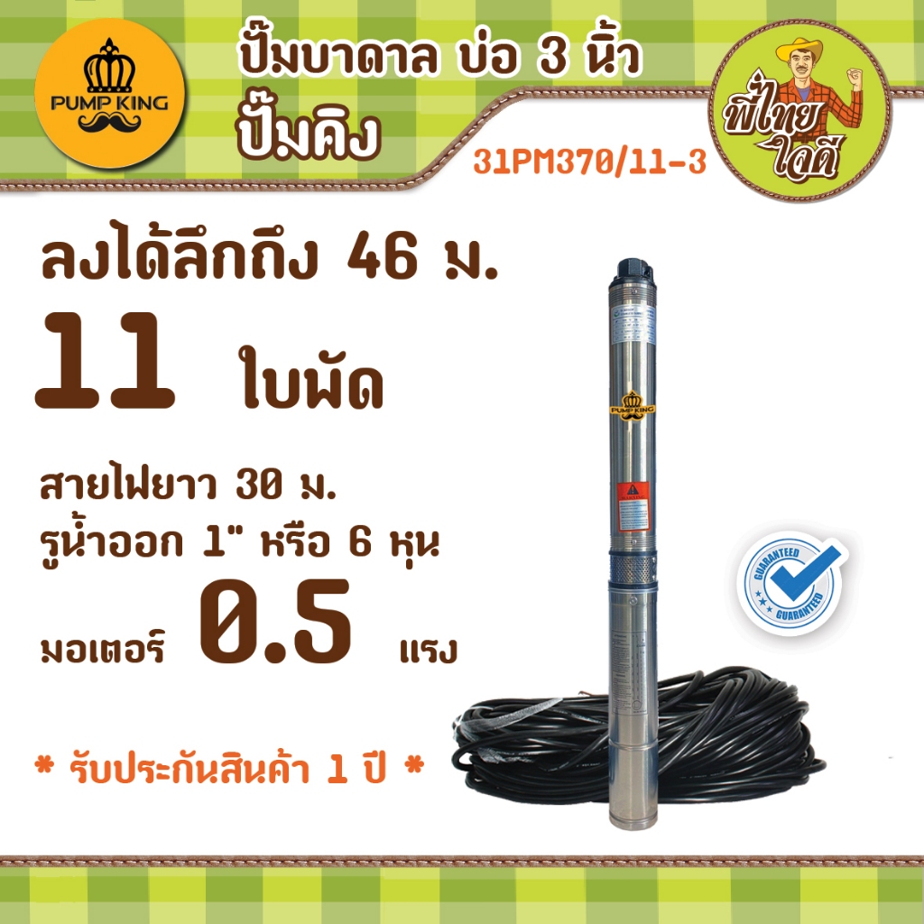 ปั๊มบาดาล บ่อ 3 นิ้ว รุ่น 31PM370/11-3