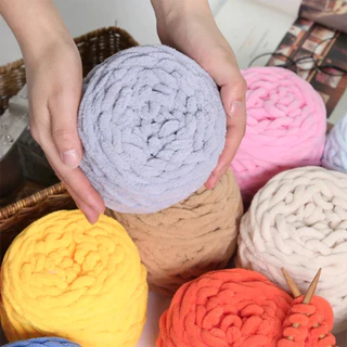ไหมพรมเส้นใหญ่ ไหมพรมเส้นหนา 1ply น้ำหนัก100กรัม เนื้อนุ่ม ถักมือโครเชต์ DIY เส้นสีเดียว/เส้นสองสี
