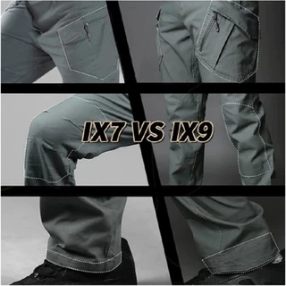 UniWear| สีดำ IX9 กางเกงคาร์โก้ กางเกงยุทธวิธี ผ้าริปสตอปกันน้ำ มีช่องกระเป๋าหลายช่อง S-3XL