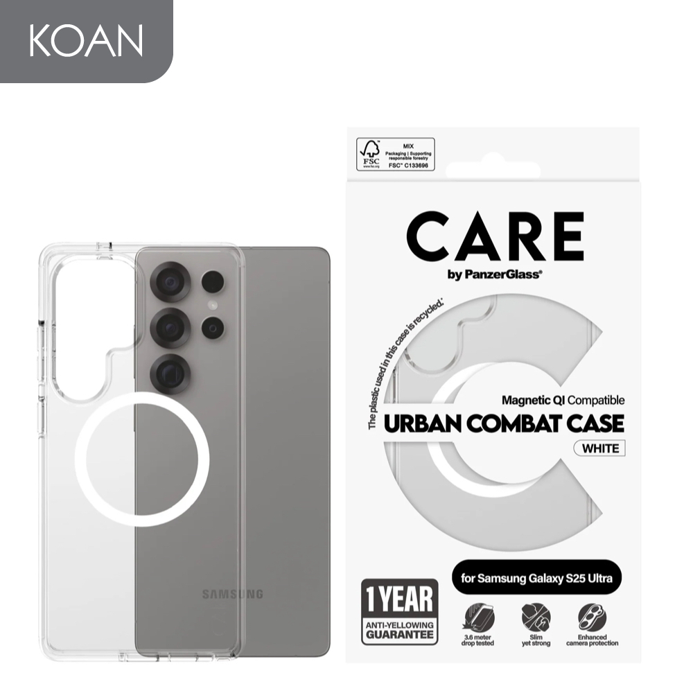 เคสมือถือ CARE by PanzerGlass Flagship with White MagSafe Case for Samsung S25 Plus/ S25 Ultra -Transparent