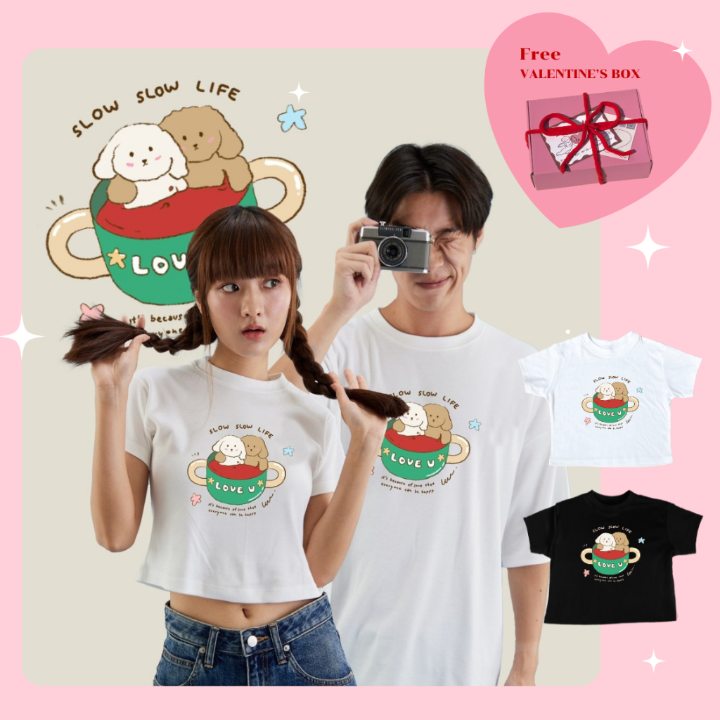 เสื้อยืดพร้อมส่งลาย slow life ผ้านิ่มไม่ย้วย เสื้อคู่ เสื้อยืด เสื้อครอป เสื้อโอเวอร์ไซส์