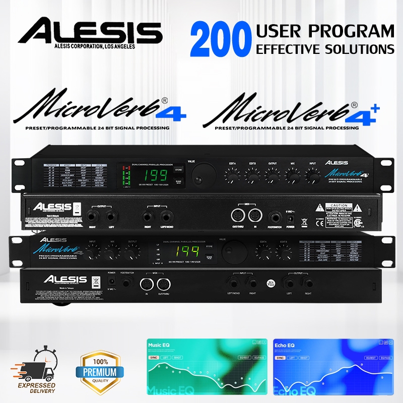 ALesis Microverb4 / Microverb4 + โปรเซสเซอร์เอฟเฟกต์ดิจิตอล DSP แบบ Dual Channel, โปรเซสเซอร์เอฟเฟกต