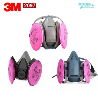 3M 6200 พร้อมแผ่นกรอง รุ่น 2097 P100 หน้ากากกันสารเคมี เหมาะกับงานหลอมโลหะ บัดกรี เชื่อม กันสารเคมี