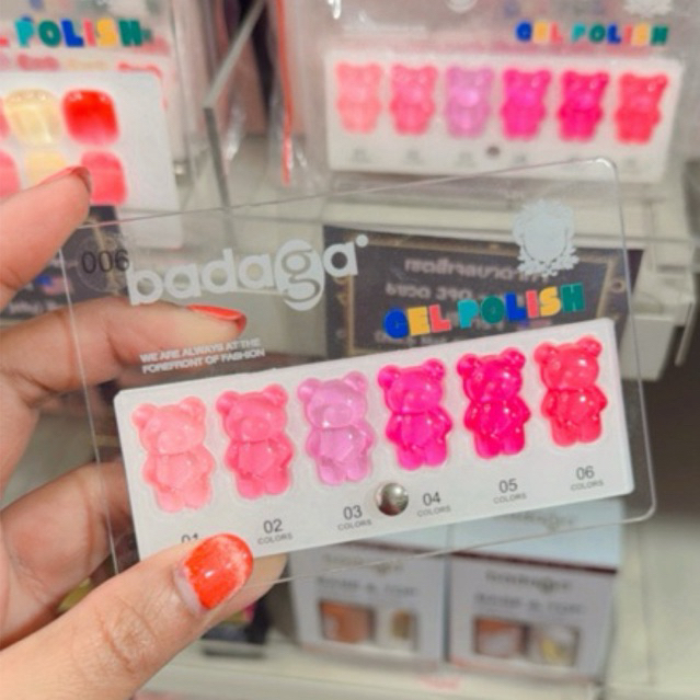 โฉมใหม่ สีเจลบาดาก้าโทนชมพู6ขวดฟรีชาร์จ (No.6 Hot Pink) สีออแกนิก ขวดหรู made inUSA