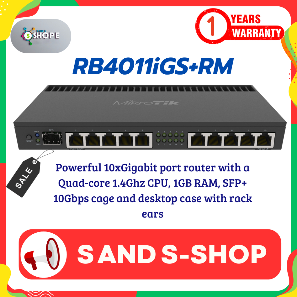 Mikrotik RB4011iGS+RM⚡️ส่งไว⚡️รับประกัน 1 ปี⚡️ออกใบกำกับภาษีได้⚡️🔥สั่งซื้อได้เลย🔥