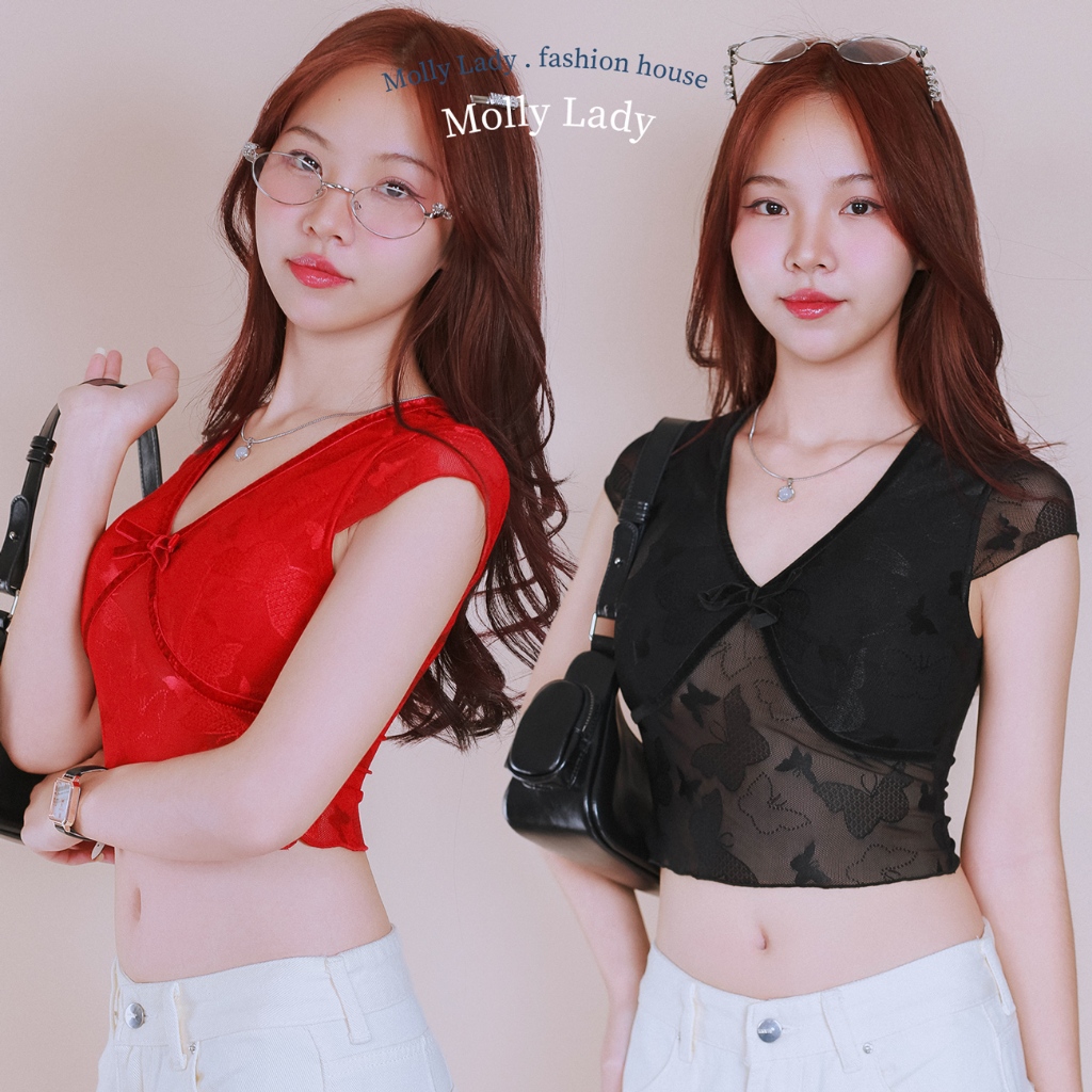 Molly Lady Meili เสื้อแขนสั้นรุ่น เหมยลี่ ตรุษจีน/กี่เพ้า สวยเซ็กซี่ ไม่ตกเทรนด์ ตรุษจีน