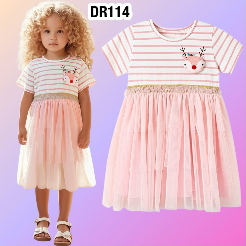 💥พร้อมส่งจากไทย💥ชุดเดรสเด็ก Brand Little Maven DR114 ชุดเดรสน่ารัก ผ้านิ่ม ใส่สบาย น่ารักมาก