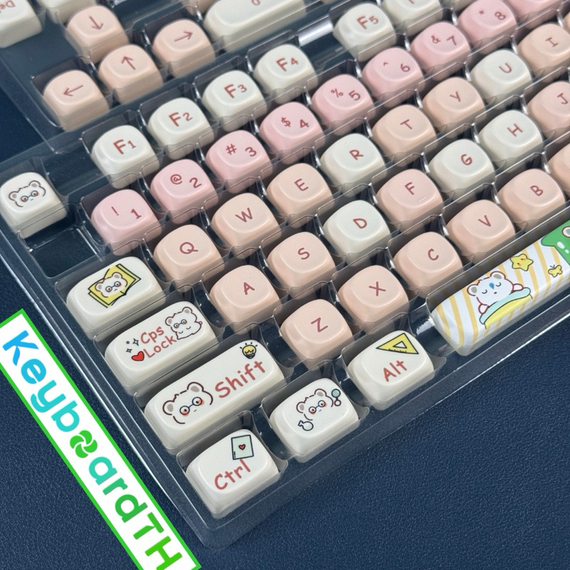 Keycap PBT MOA หมี Coala คีย์แคป น่ารัก ส่งจากไทย สำหรับผู้หญิง สีชมพู keycaps 60 65 75 80 100% Alic