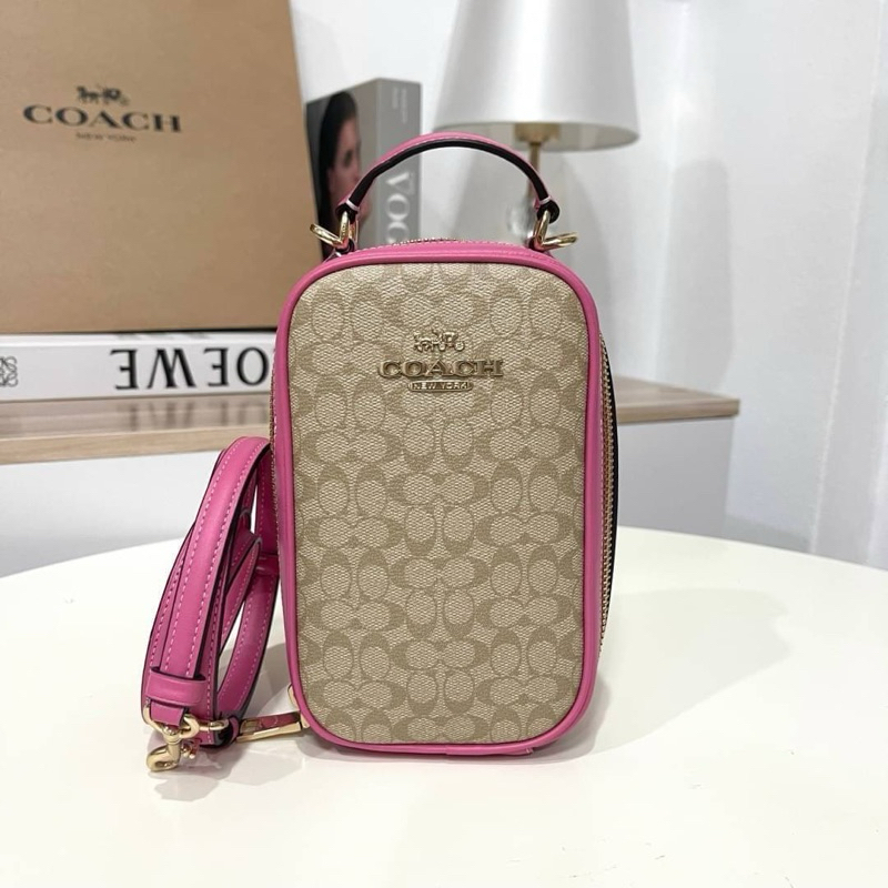 🎀(สด-ผ่อน) CF368 Eva Phone Crossbody In Colorblock Signature สี Petunia