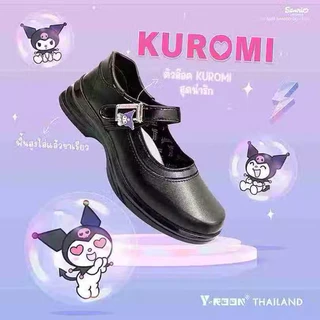 💦พร้อมส่ง💦Y-ROON รองเท้านักเรียนหญิงหนังดำ พื้นสีม่วง รุ่น Y777 ไซส์ 33-42 ลิขสิทธิ์แท้จากซาริโอ้ คุโรมิ รองเท้านักเรียน