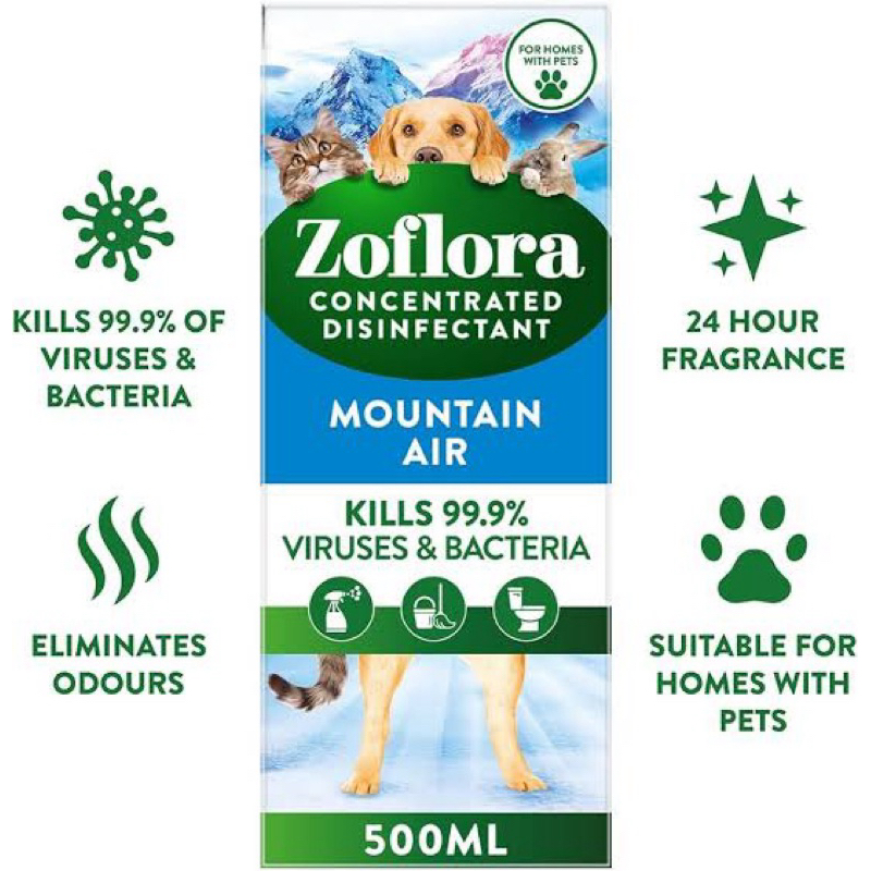 Zoflora mountain air 500ml. 3อิน1 น้ำยาทำความสะอาดอเนกประสงค์ พื้นผิว 🇬🇧เครื่องมือแพทย์