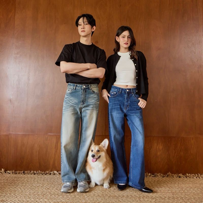 ‼️ไม่ต้องเผื่อไซส์‼️ Lucy jeans กางเกงยีนส์ เอวกลาง ทรง Baggy เอวเล็กสะโพกใหญ่ ขากระบอกใหญ่ ขายาว