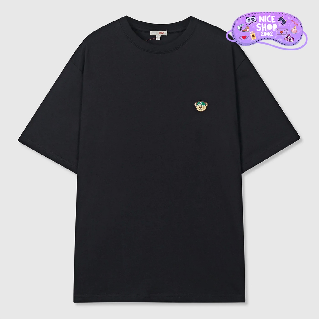 ( พร้อมส่ง )เสื้อยืด Spao X Woodie T-Shirts สี Black Unisex แฟชั่นเกาหลี แบรนด์แท้จากเกาหลี