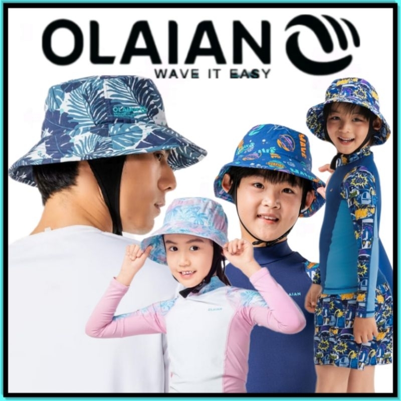 💥ถูก​ที่สุด​ หมวกว่ายน้ำ  หมวกโต้คลื่น ป้องกันรังสียูวีสำหรับเด็กและผู้ใหญ่ Olaian💥