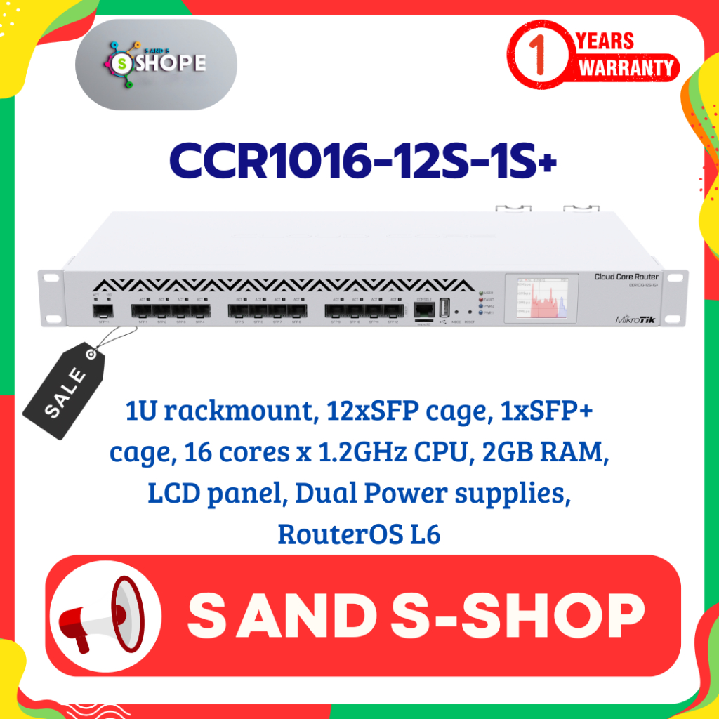 Mikrotik CCR1016-12S-1S+⚡️ส่งไว⚡️รับประกัน 1 ปี⚡️ออกใบกำกับภาษีได้⚡️🔥สั่งซื้อได้เลย🔥