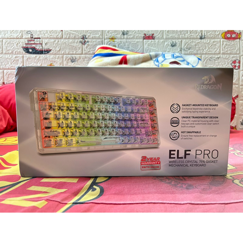 Redragon K649 ELF PRO 78% Wireless 3-Modes (EN/TH) คีย์บอร์ดเกมมิ่งมือ 2 สภาพดีมาก ใช้งานได้ปกติ อุป