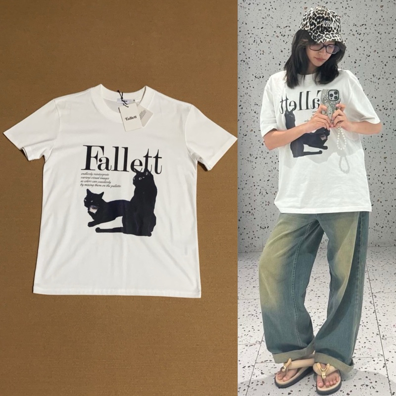 เสื้อยืด fallet สกรีนแมวดำ size s  💰189.-