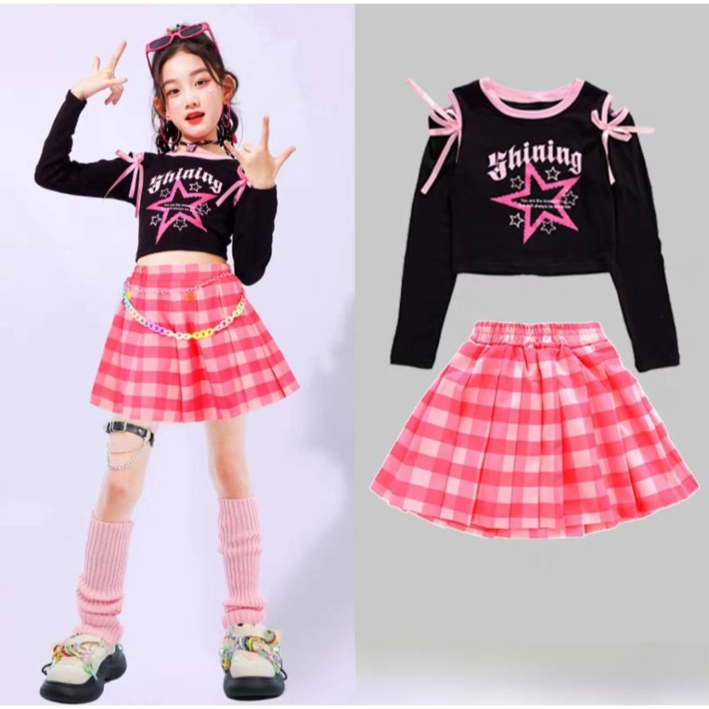 (พร้อมส่ง)🇹🇭  ชุดเต้นเด็กแจ๊สแดนซ์ coverdance (ไม่รวมถุงเท้า) ชุดเซตแคทวอล์ก