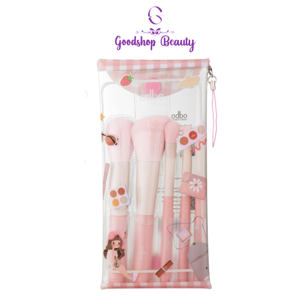 Odbo Wow Beanty od8060 โอดีบีโอ ว้าว บิวตี้ เซ็ต เซ็ตแปรงแต่งหน้า 5 ชิ้น