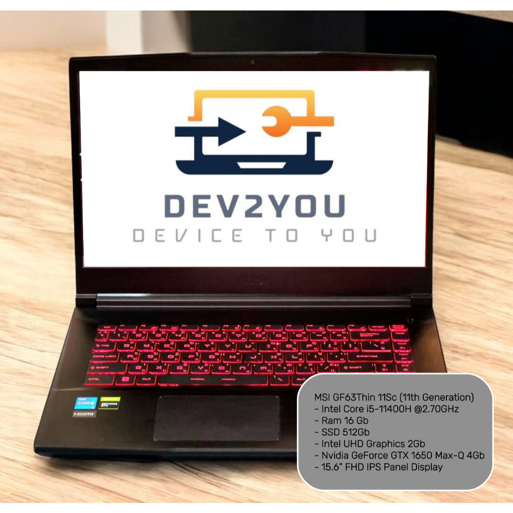 Notebook Gaming MSI GF63Thin 11Sc (11th Generation) (สินค้ามือสอง)สีดำสภาพสวยใหม่กริบ Core i5 Gen11 