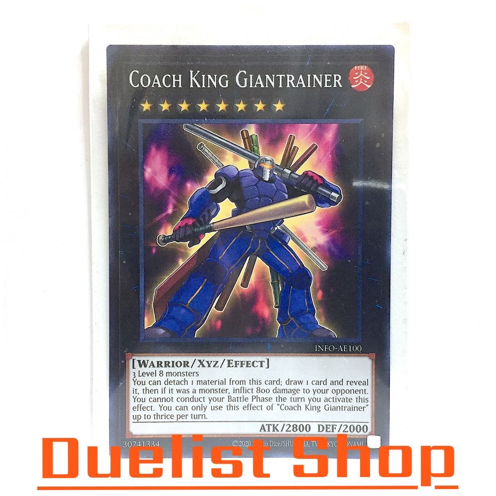 Coach King Giantrainer (N) Monster Fire Rank8 [Warrior/Xyz/Effect] ชุด INFO-AE100 การ์ดยูกิโอ (Yu-Gi-Oh!) OCG Asia EN