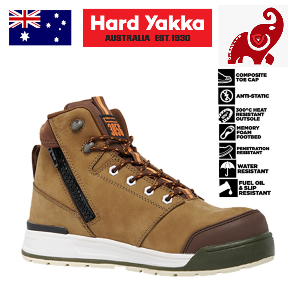 รองเท้าเซฟตี้ HARD YAKKA Y60330 3056 5-Inch Lace Side-Zip Safety Boot Oak